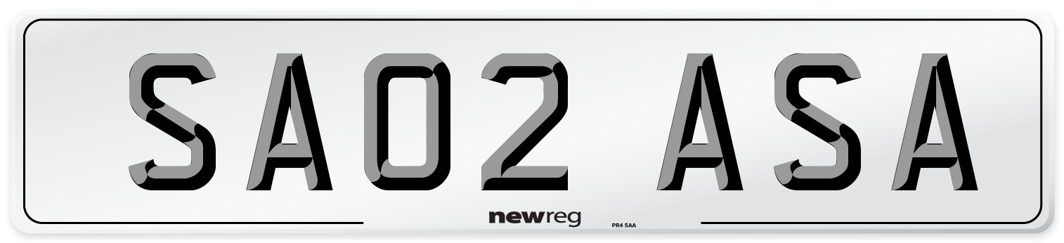 SA02 ASA Number Plate from New Reg